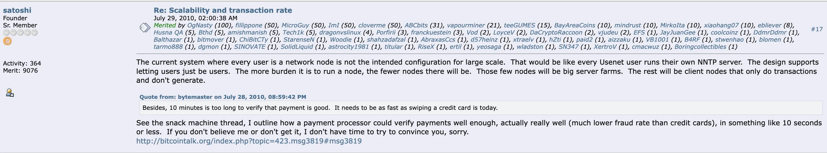 Web3: Foreign media: Satoshi Nakamoto's quote is still being repeatedly cited 16 years later.