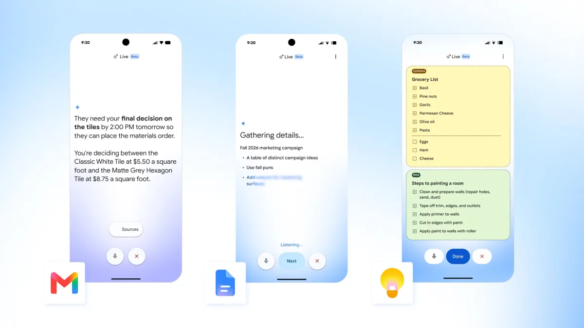 Google在Gmail、Docs和Keep上线AI语音功能