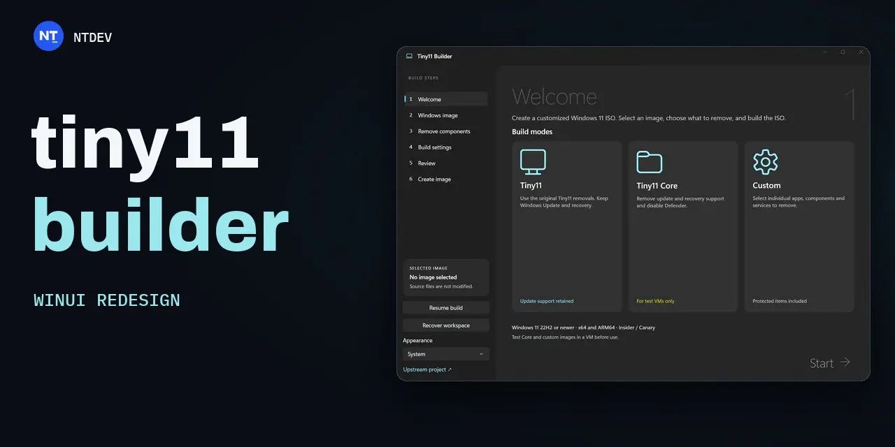 Tiny11 Builder 完成 WinUI 3 重构,可制作精简 Win11 26H2 安装镜像